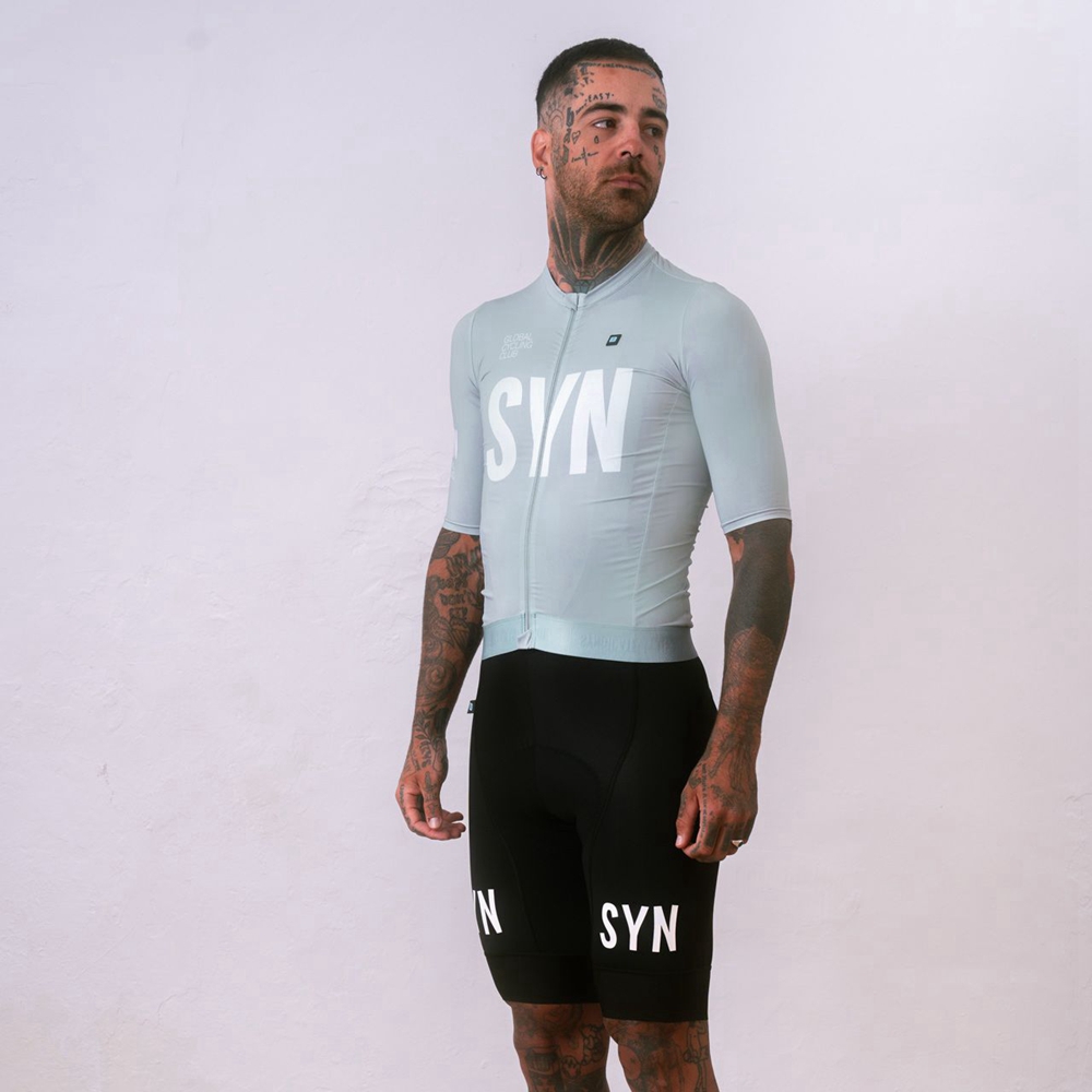 Cycling Bib Shorts - Zilvergrijs wielertrui met korte mouwen en